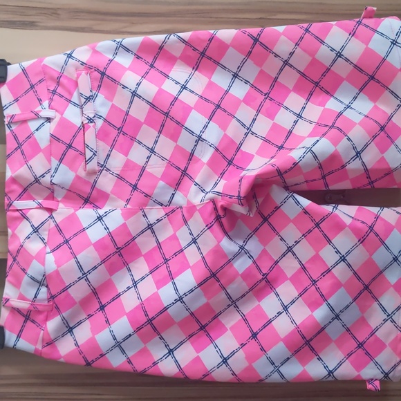 Lilly Pulitzer Fairway Performance Shorts Pink Tropics Glow & Flow Argyle - Picture 14 of 16